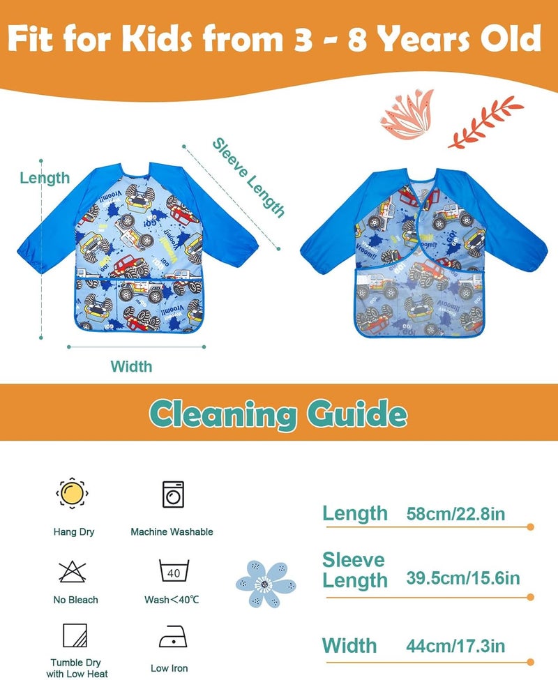 Lictin 2 Pack Kids Art Smocks,Toddler Smock,Waterproof Artist Painting Aprons for Children - Image 4